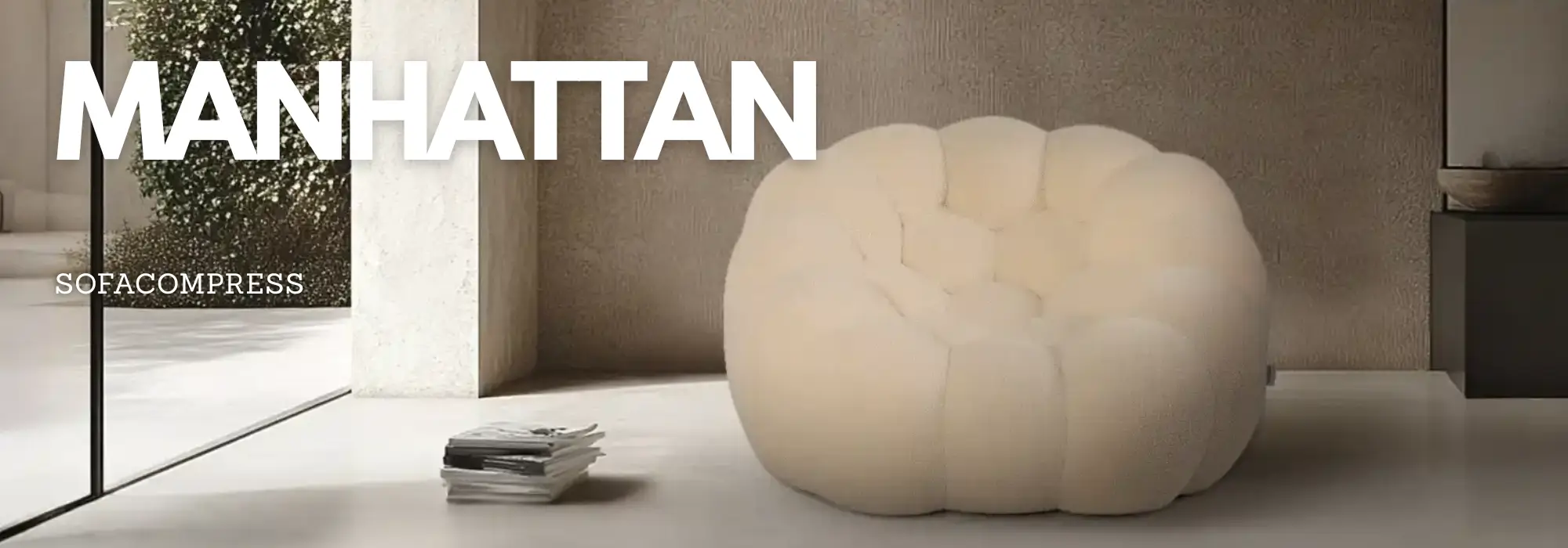 Pouf MANHATTAN pour compléter un canapé sans montage et créer un espace de détente pratique
